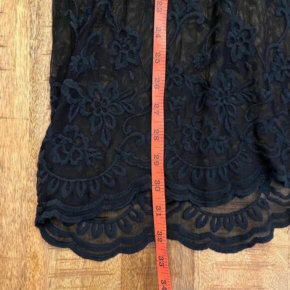 XCVI Black Lace Mesh Tunic Top XS Sheer Bell Sleeves Whimsigoth Dark Romantic - Picture 10 of 10